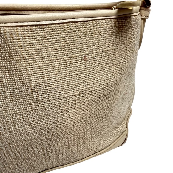 ETIENNE AIGNER Woven Cream Ivory Genuine Leather Trim Shoulder Bag Purse Handbag - Picture 10 of 16